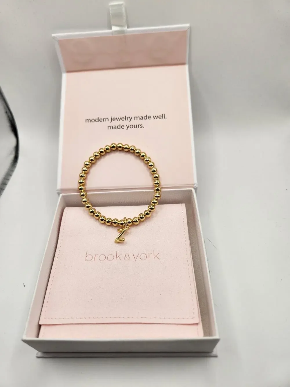Brooks & York Gold Makenna Initial Bracelet - Initial Z New